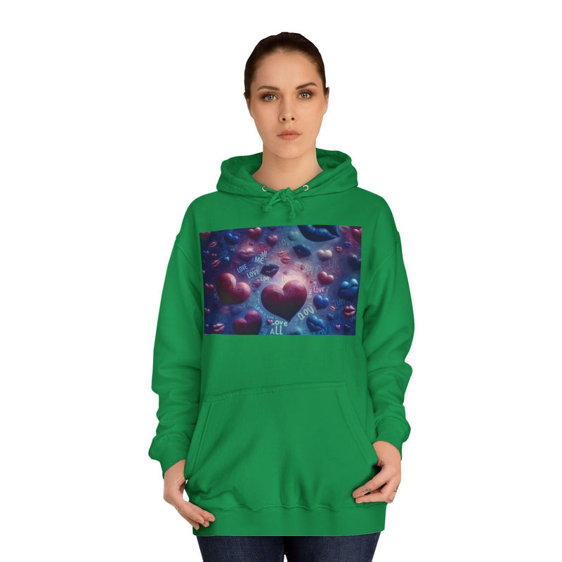 Unisex Heart Vibe College Hoodie, Casual Fashion Hoodie, Cute Gift for Students, Cozy College Wear, Trendy Streetwear