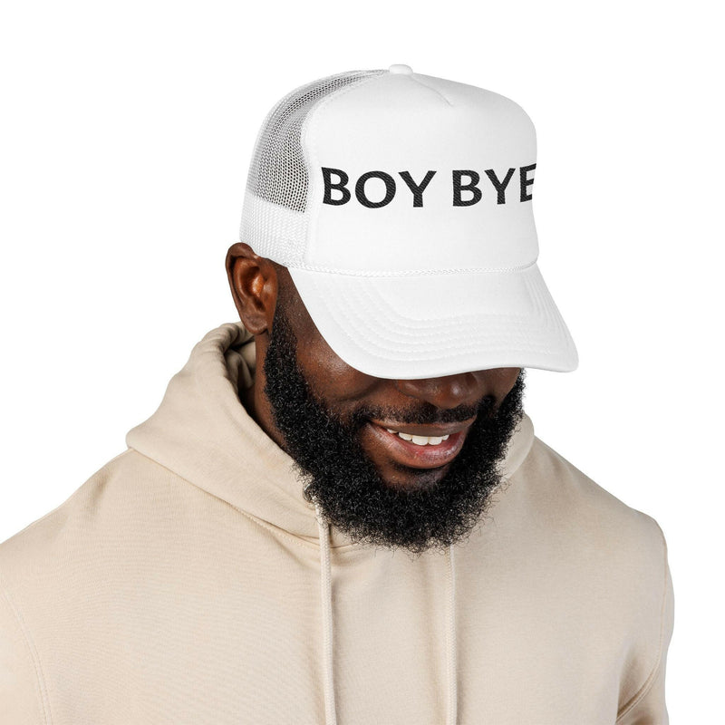 Embroidered trucker hat showcasing detailed needlework and mesh back design for stylish, breathable headwear.