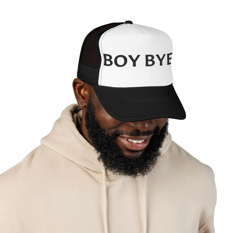 Embroidered trucker hat showcasing detailed needlework and mesh back design for stylish, breathable headwear.