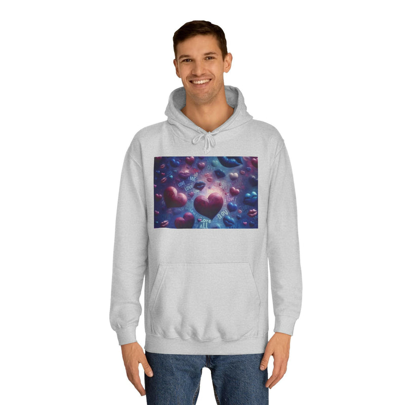 Unisex Heart Vibe College Hoodie, Casual Fashion Hoodie, Cute Gift for Students, Cozy College Wear, Trendy Streetwear