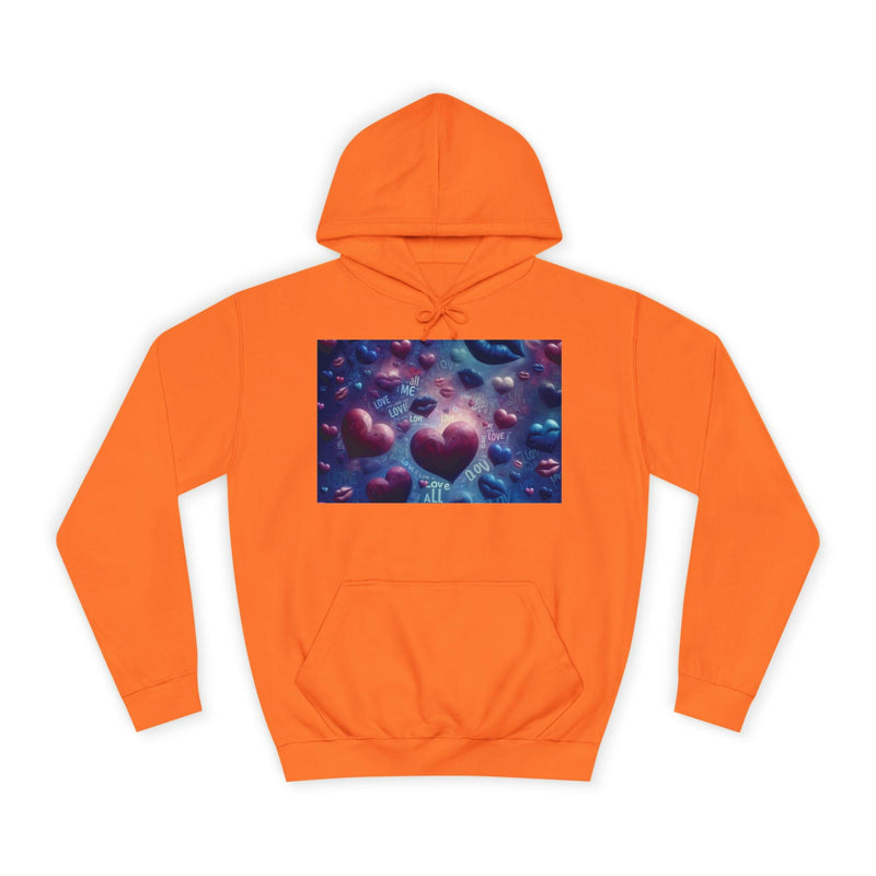 Unisex Heart Vibe College Hoodie, Casual Fashion Hoodie, Cute Gift for Students, Cozy College Wear, Trendy Streetwear