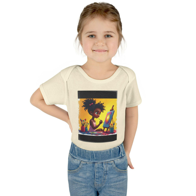 Baby bodysuit with colorful painting girl illustration, comfortable infant romper for newborns