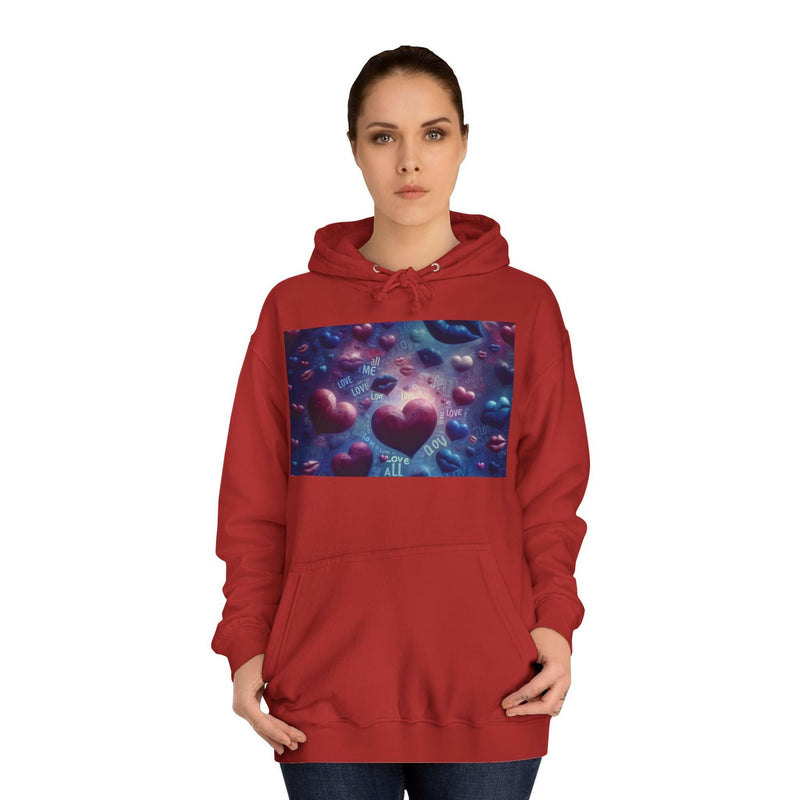 Unisex Heart Vibe College Hoodie, Casual Fashion Hoodie, Cute Gift for Students, Cozy College Wear, Trendy Streetwear