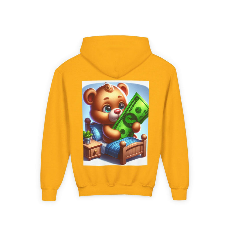 Surfing the Wave & Money Bear Youth Hoodie | Cute Trendy Sweatshirt for Kids | Perfect for Birthdays, Holidays, Year-Round Fun