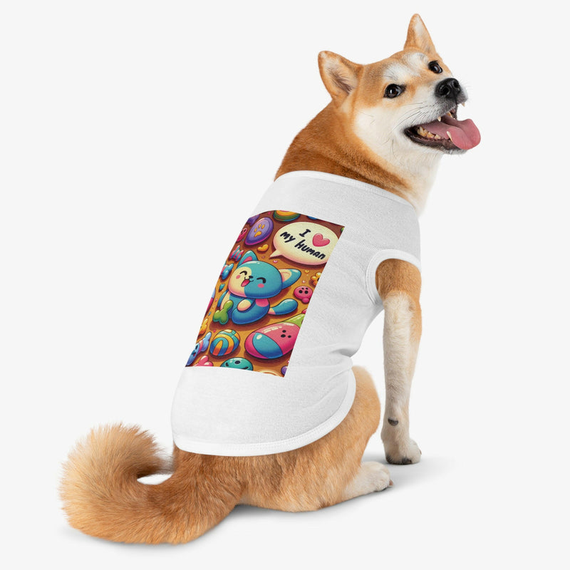 Cute Pet Tank Top - I Love My Human, Pet Clothing, Dog Shirt, Cat Apparel, Gifts for Pet Lovers, Summer Wear