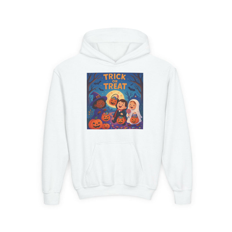 Halloween Youth Hoodie - Trick or Treat Design, Spooky Season Apparel, Halloween Sweatshirt for Kids, Fall Fashion, Halloween Party Outfit