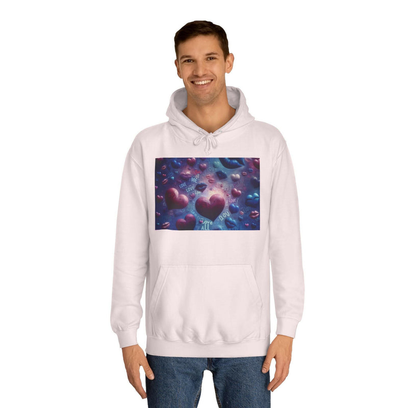 Unisex Heart Vibe College Hoodie, Casual Fashion Hoodie, Cute Gift for Students, Cozy College Wear, Trendy Streetwear