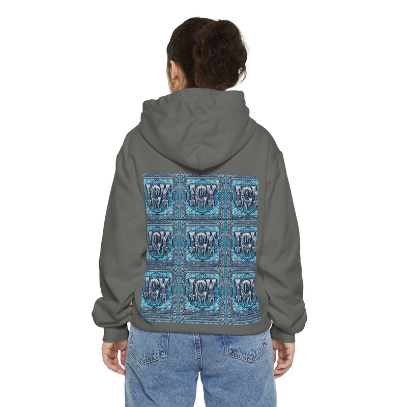 Ice-Cool Unisex Garment-Dyed Hoodie - Cozy Streetwear, Graphic Layered Art, Perfect for Gifting, Winter & Casual Outings