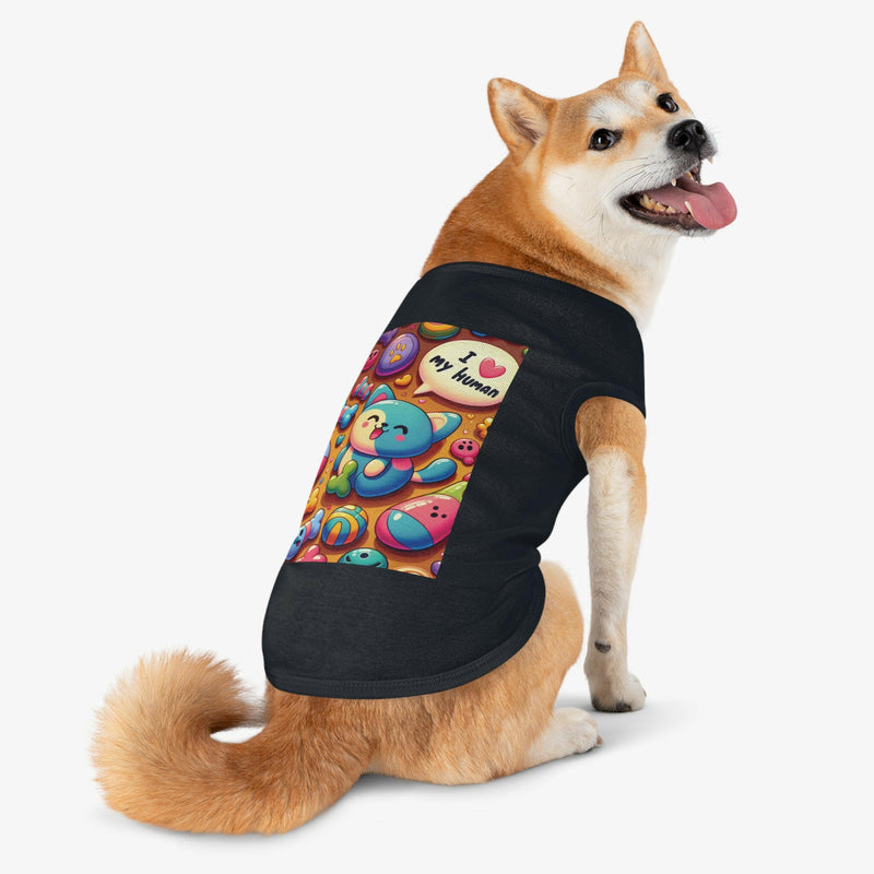 Cute Pet Tank Top - I Love My Human, Pet Clothing, Dog Shirt, Cat Apparel, Gifts for Pet Lovers, Summer Wear