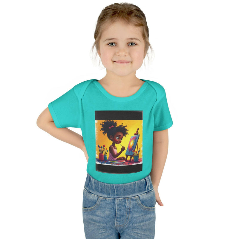 baby bodysuit with positive message for infants featuring colorful illustration, comfortable cotton fabric, unisex fit