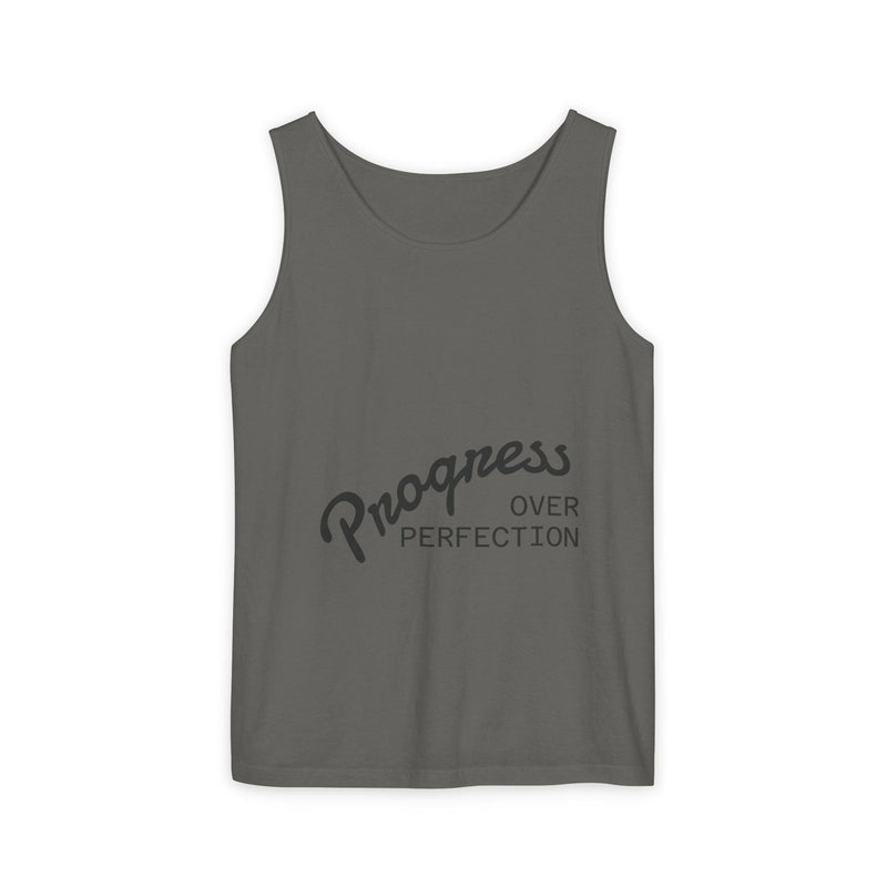 Progress Over Perfection Tank Top, Unisex Inspirational Top, Cute Bear Graphic Tank, Motivational Gift, Casual Summer Wear