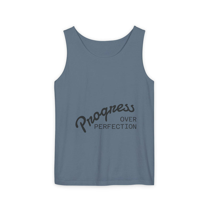 Progress Over Perfection Tank Top, Unisex Inspirational Top, Cute Bear Graphic Tank, Motivational Gift, Casual Summer Wear