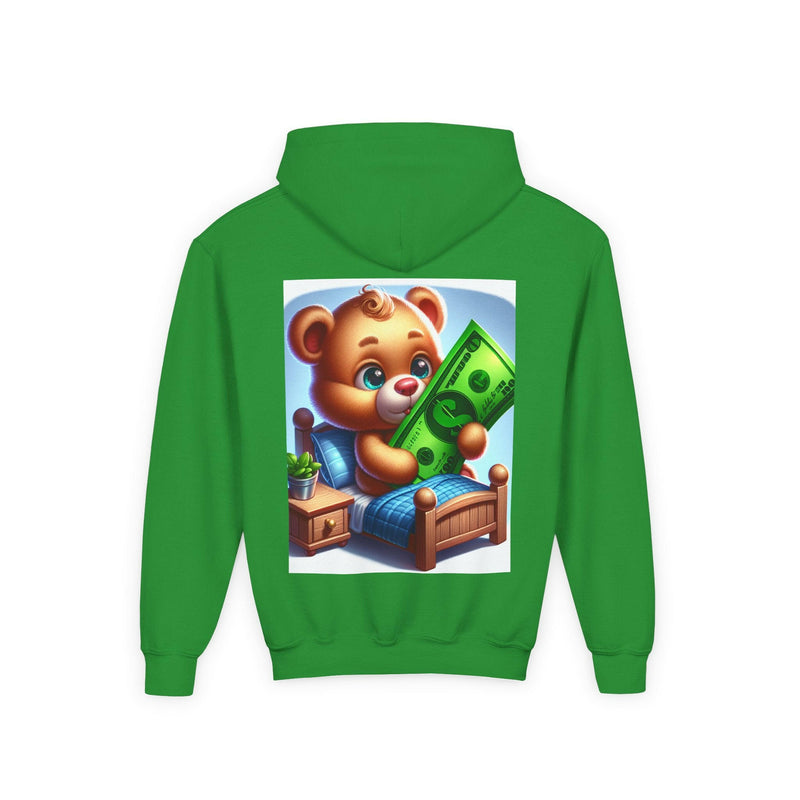 Surfing the Wave & Money Bear Youth Hoodie | Cute Trendy Sweatshirt for Kids | Perfect for Birthdays, Holidays, Year-Round Fun