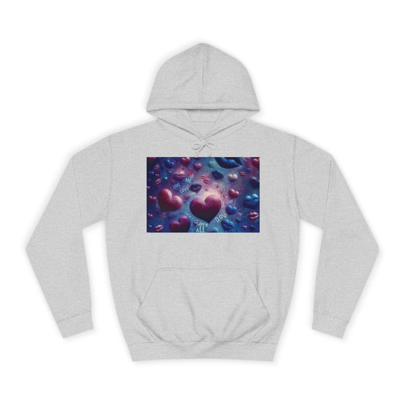 Unisex Heart Vibe College Hoodie, Casual Fashion Hoodie, Cute Gift for Students, Cozy College Wear, Trendy Streetwear