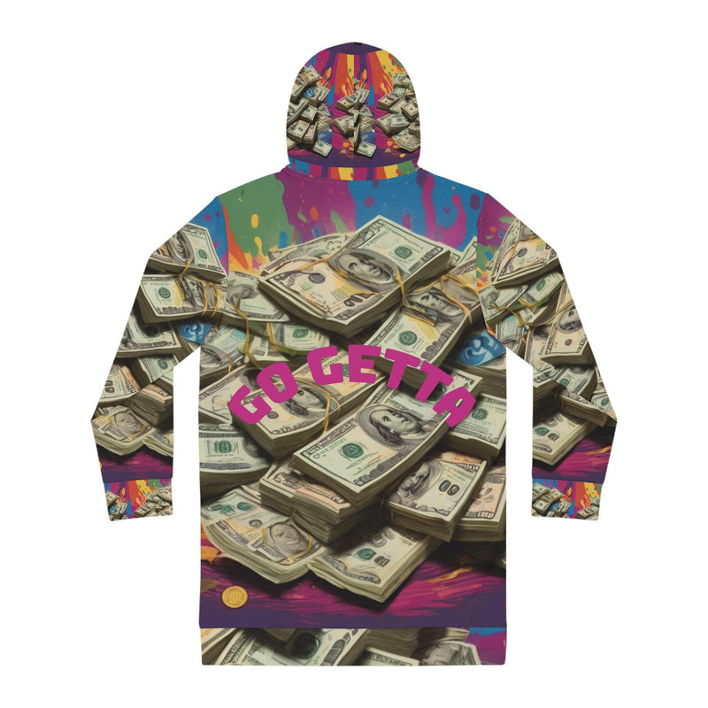 Graffiti-inspired hoodie dress showcasing urban street art design and comfortable fashion for casual wear
