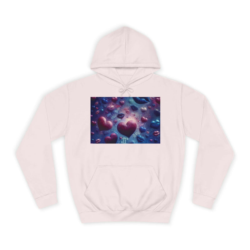 Unisex Heart Vibe College Hoodie, Casual Fashion Hoodie, Cute Gift for Students, Cozy College Wear, Trendy Streetwear