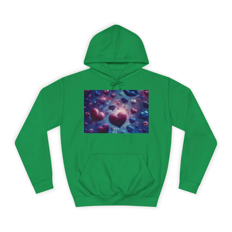 Unisex Heart Vibe College Hoodie, Casual Fashion Hoodie, Cute Gift for Students, Cozy College Wear, Trendy Streetwear