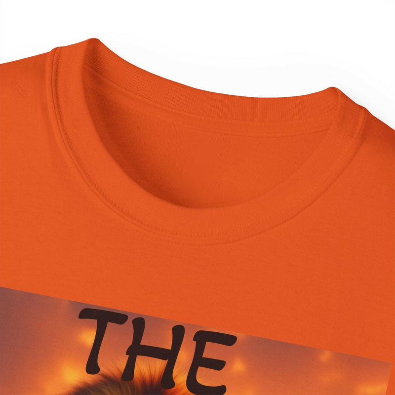 Orange Lion King unisex ultra cotton tee with a ribbed knit collar and bold inspirational graphic design