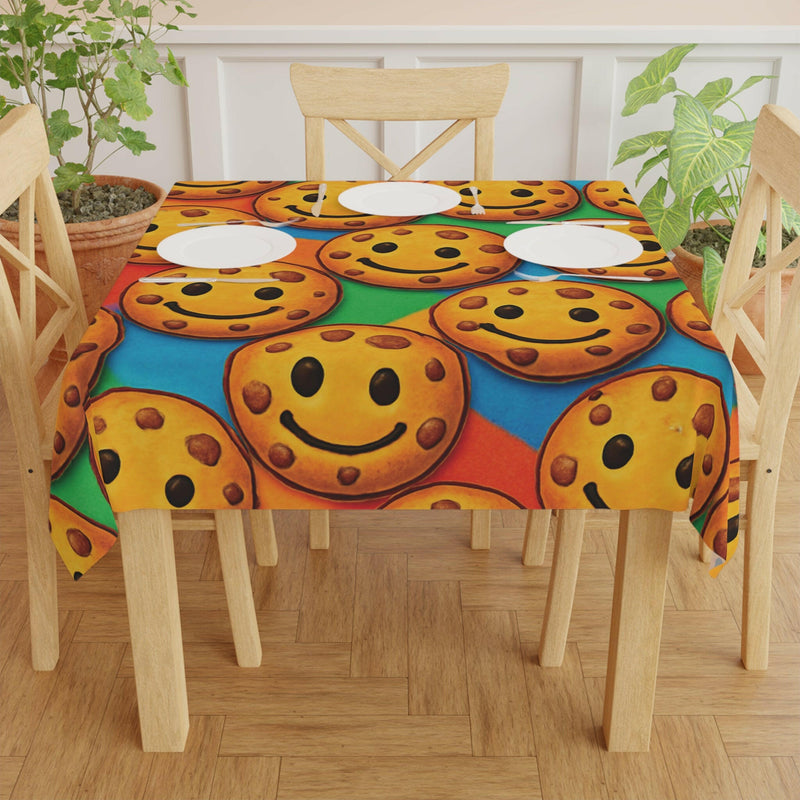 Smiley Cookie Tablecloth - Fun Dining Decor, Holiday Party Table Cover, Kids Birthday, Playful Kitchen Accent, Cheerful Gathering Essential