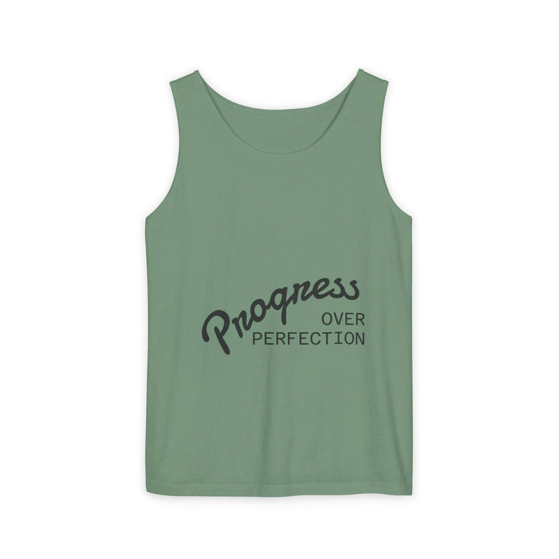 Progress Over Perfection Tank Top, Unisex Inspirational Top, Cute Bear Graphic Tank, Motivational Gift, Casual Summer Wear