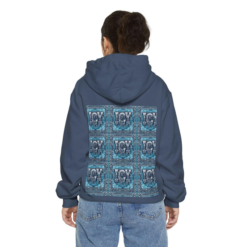 Ice-Cool Unisex Garment-Dyed Hoodie - Cozy Streetwear, Graphic Layered Art, Perfect for Gifting, Winter & Casual Outings