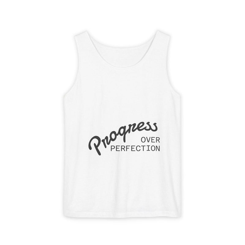 Progress Over Perfection Tank Top, Unisex Inspirational Top, Cute Bear Graphic Tank, Motivational Gift, Casual Summer Wear