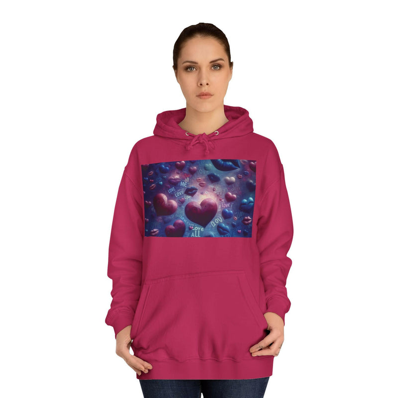Unisex Heart Vibe College Hoodie, Casual Fashion Hoodie, Cute Gift for Students, Cozy College Wear, Trendy Streetwear