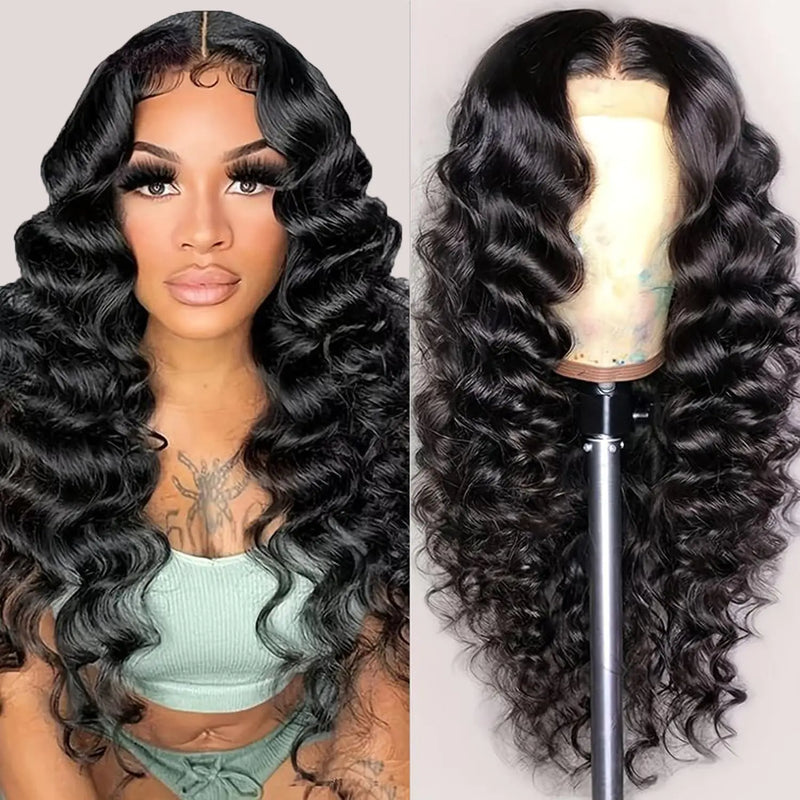 NKTU Deep Wave Lace Front Wigs Human Hair 200 Density Glueless Wigs for Women 13x4 HD Transparent Lace Front Wigs Pre Plucked with Baby Hair (30 Inch Deep Wave Wigs).