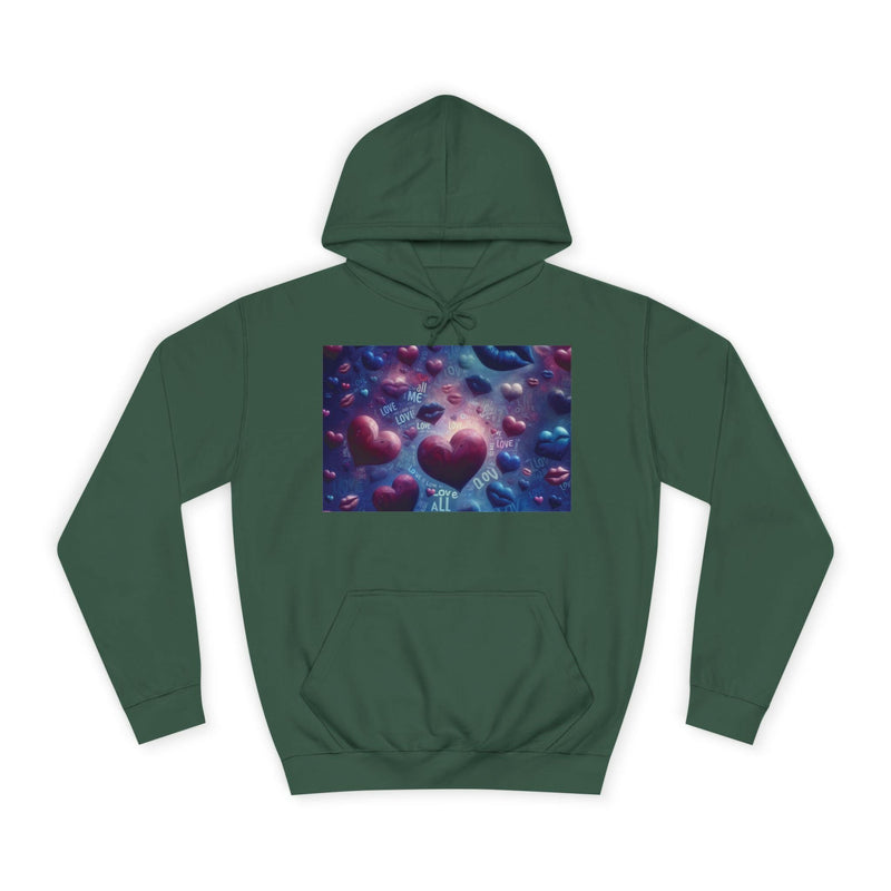 Unisex Heart Vibe College Hoodie, Casual Fashion Hoodie, Cute Gift for Students, Cozy College Wear, Trendy Streetwear