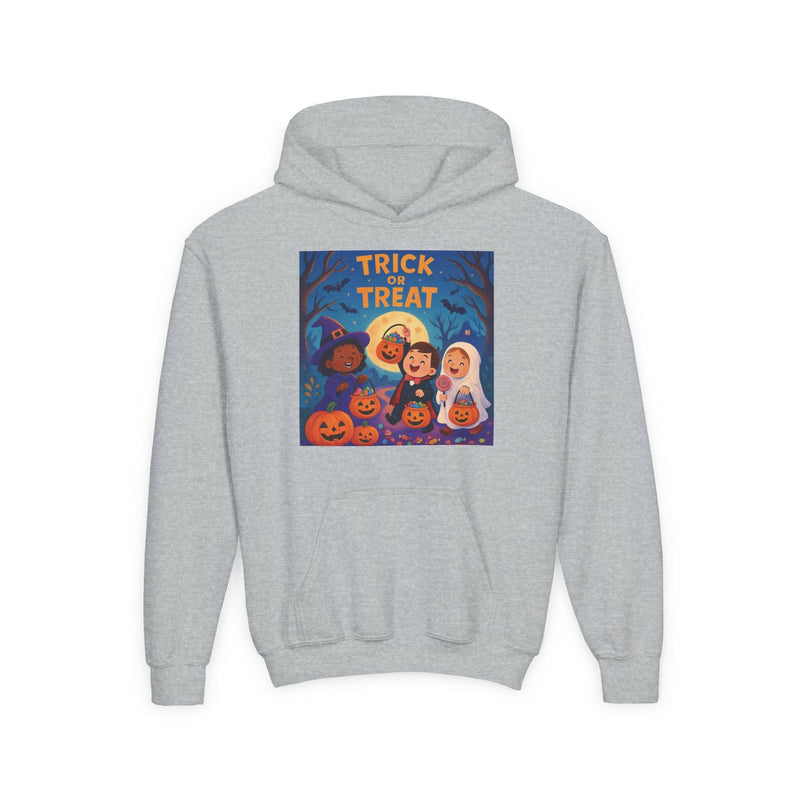 Halloween Youth Hoodie - Trick or Treat Design, Spooky Season Apparel, Halloween Sweatshirt for Kids, Fall Fashion, Halloween Party Outfit