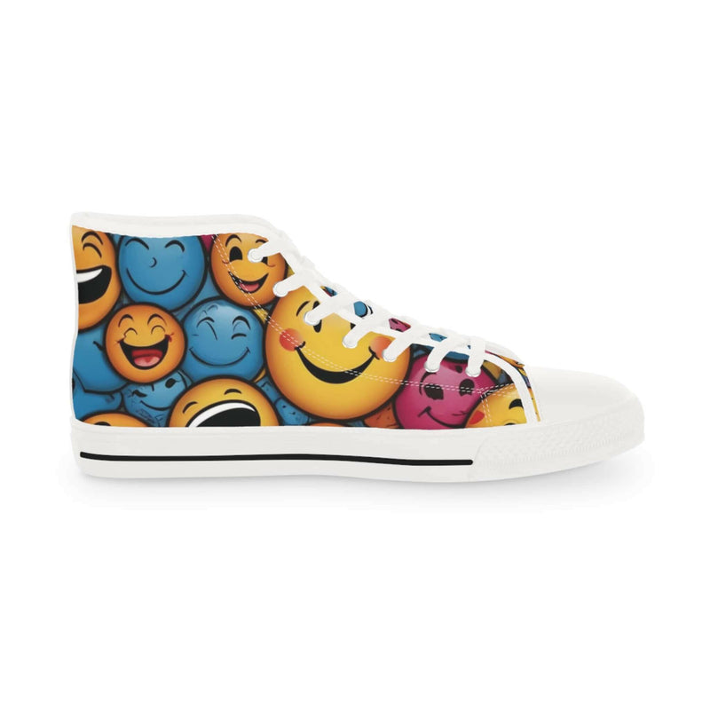 Colorful Emoji High Top Sneakers | Fun Casual Footwear, Unique Gift for Teens, Happy Vibe Shoes, Youthful Style, Festival & Party Wear
