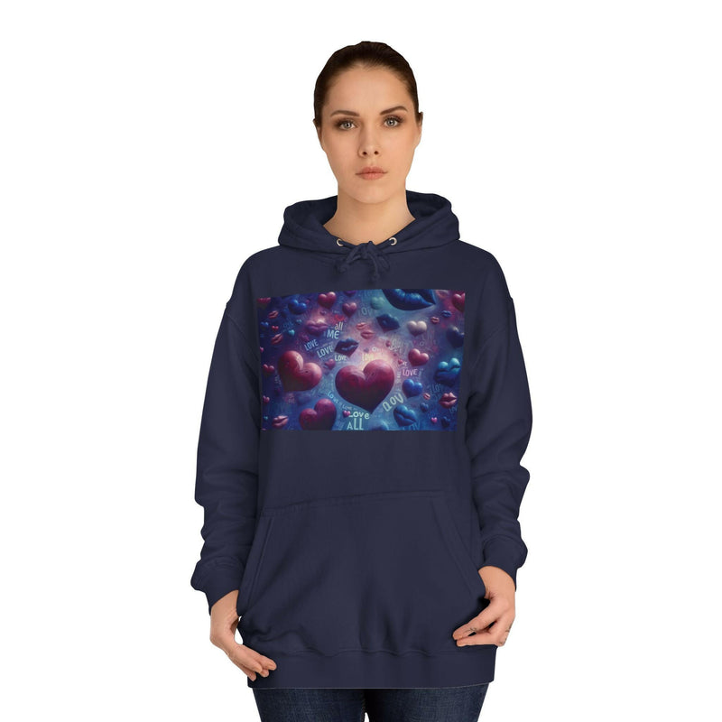 Unisex Heart Vibe College Hoodie, Casual Fashion Hoodie, Cute Gift for Students, Cozy College Wear, Trendy Streetwear