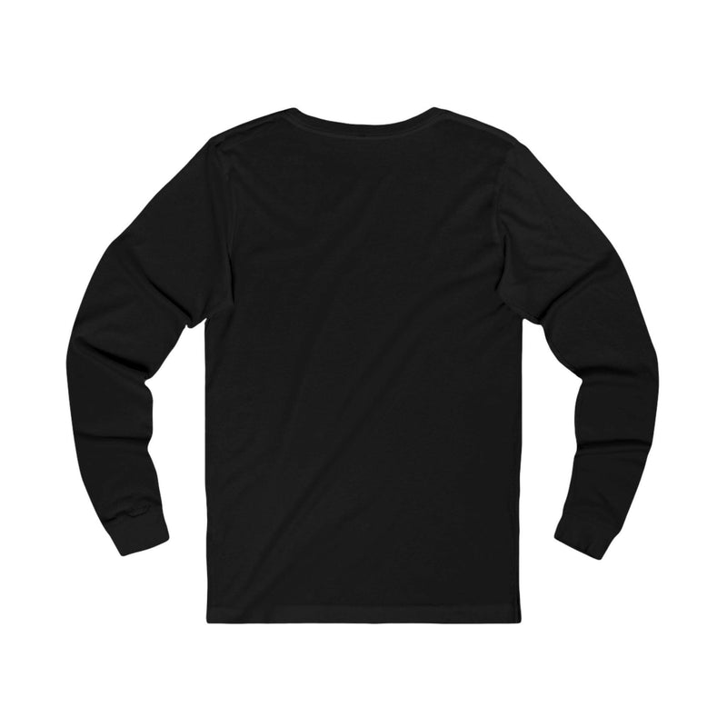 Black unisex swag long sleeve tee with ribbed cuffs and durable side seams, casual fashion top.