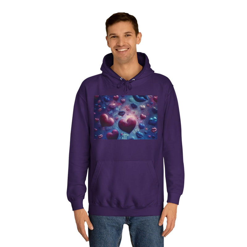 Unisex Heart Vibe College Hoodie, Casual Fashion Hoodie, Cute Gift for Students, Cozy College Wear, Trendy Streetwear