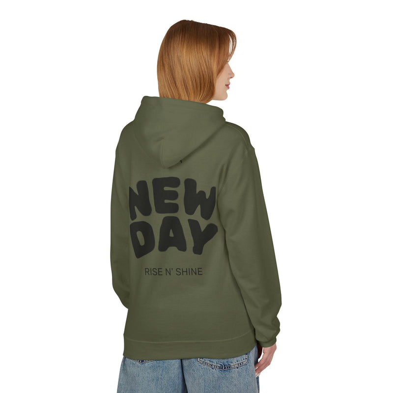 Rise N' Shine Fleece Hoodie, Cozy Bear Apparel, Unisex Sweatshirt, Cute Gift for Friends, Inspirational Clothing