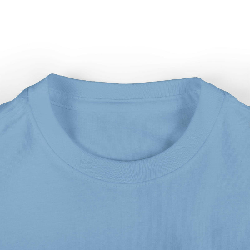 Light blue infant fine jersey tee shirt with ribbed collar and smooth fabric for baby fashion and playtime wear