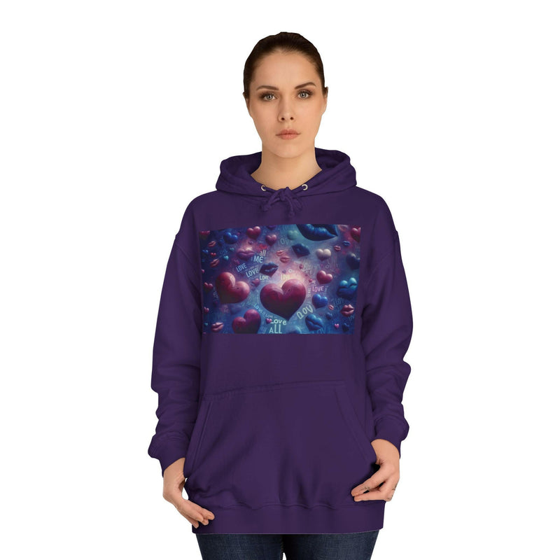 Unisex Heart Vibe College Hoodie, Casual Fashion Hoodie, Cute Gift for Students, Cozy College Wear, Trendy Streetwear