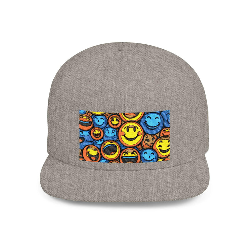 Smiley Face Snapback Hat showcasing stylish headwear with a cheerful design, perfect for casual fashion and trendy outfits