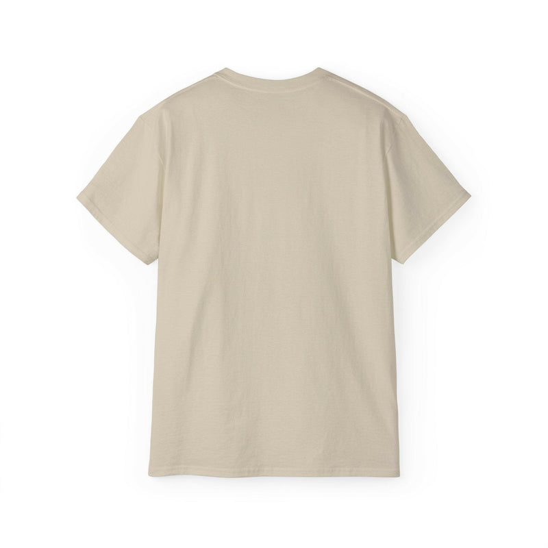 Back view of beige Lion King Unisex Ultra Cotton Tee with classic fit and ribbed knit collar