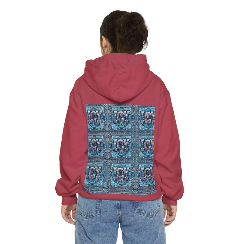 Ice-Cool Unisex Garment-Dyed Hoodie - Cozy Streetwear, Graphic Layered Art, Perfect for Gifting, Winter & Casual Outings