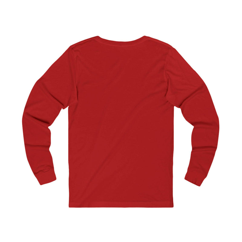 Red unisex Swag Long Sleeve Tee made from soft jersey fabric with ribbed collar and durable side seams.