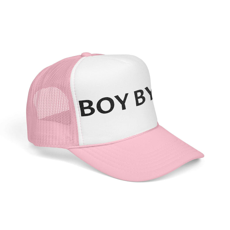Embroidered trucker hat showcasing detailed needlework and mesh back design for stylish, breathable headwear.