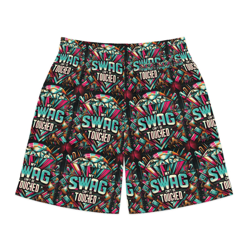 Men's Jogger Shorts with Funky 'My Swag Touched' Print, Casual Wear, Summer Shorts, Streetwear, Beach Attire, Gift for Him