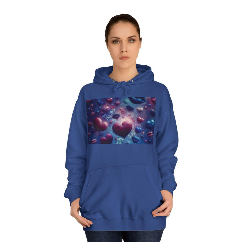 Unisex Heart Vibe College Hoodie, Casual Fashion Hoodie, Cute Gift for Students, Cozy College Wear, Trendy Streetwear