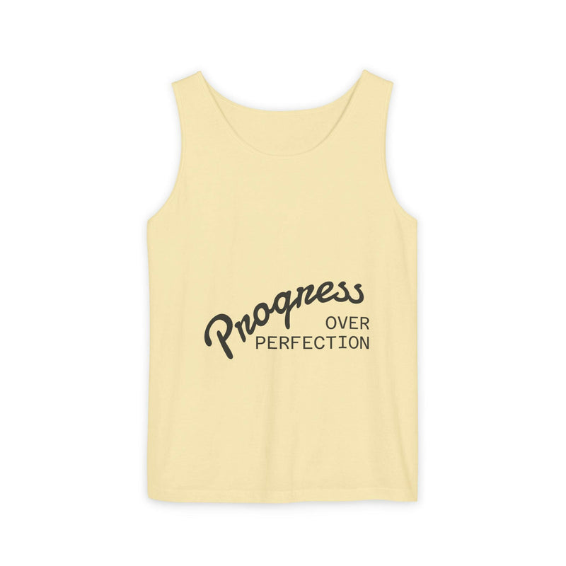 Progress Over Perfection Tank Top, Unisex Inspirational Top, Cute Bear Graphic Tank, Motivational Gift, Casual Summer Wear