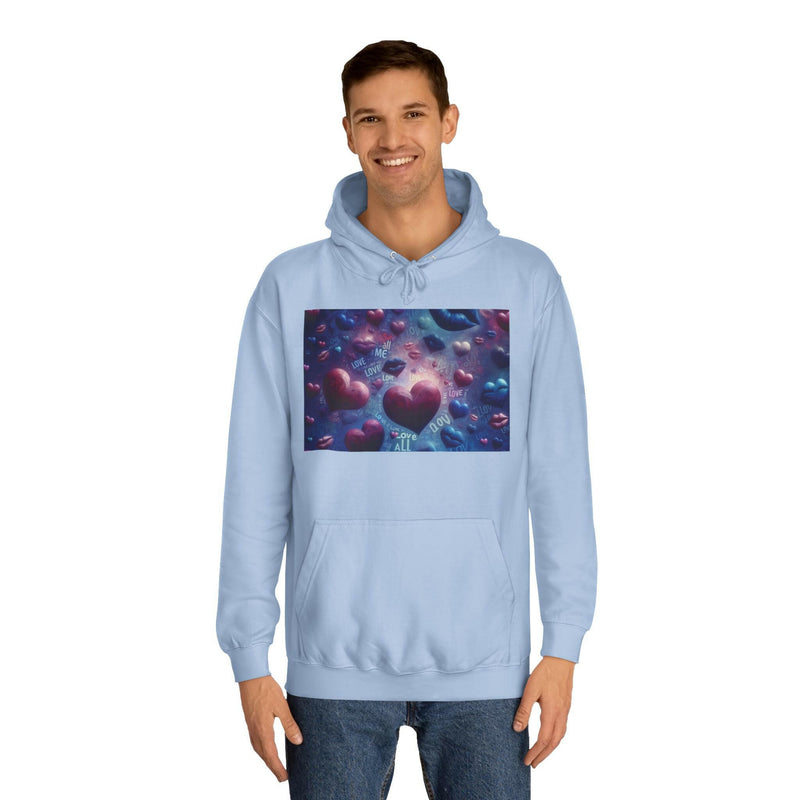 Unisex Heart Vibe College Hoodie, Casual Fashion Hoodie, Cute Gift for Students, Cozy College Wear, Trendy Streetwear