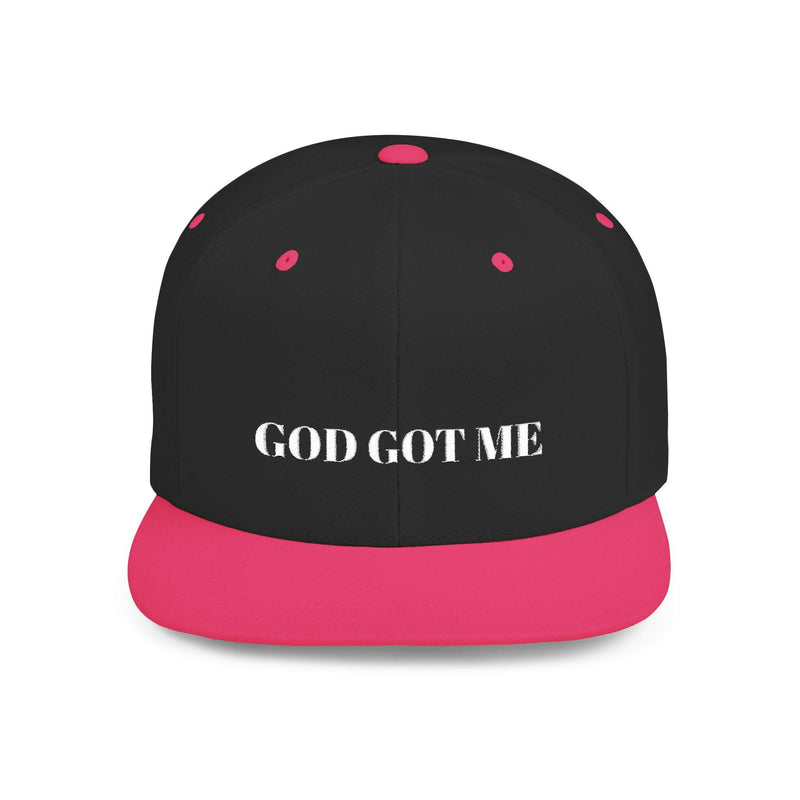 Black adjustable snapback cap with embroidered logo, perfect for customizable fit and stylish streetwear.