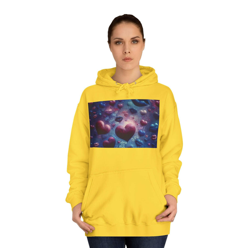 Unisex Heart Vibe College Hoodie, Casual Fashion Hoodie, Cute Gift for Students, Cozy College Wear, Trendy Streetwear