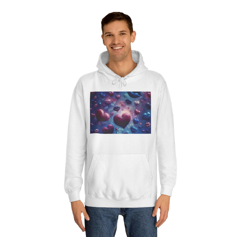 Unisex Heart Vibe College Hoodie, Casual Fashion Hoodie, Cute Gift for Students, Cozy College Wear, Trendy Streetwear