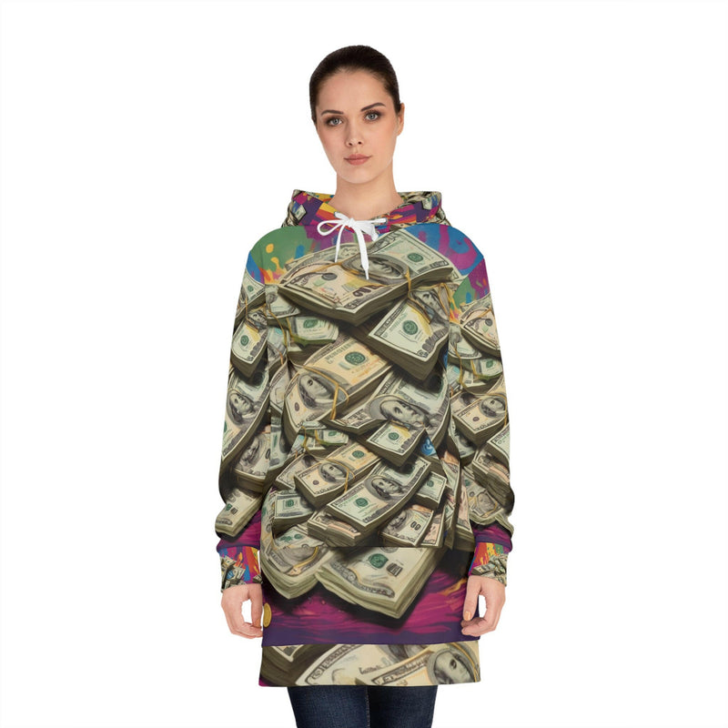 Graffiti-inspired hoodie dress showcasing urban street art design and comfortable fashion for casual wear